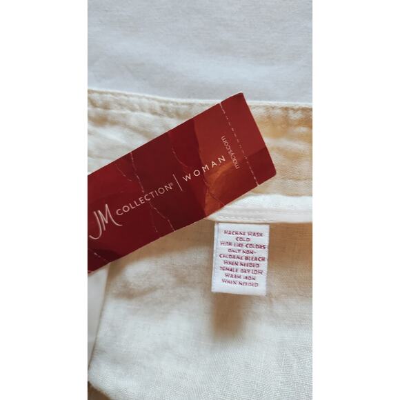 NWT JM Collection Womens 20w Ivory pants 100% Linen Wide Leg Lagenlook Capri - Picture 10 of 16